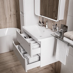 Grossman Тумба с раковиной Адель 80 подвесная белая – фотография-2